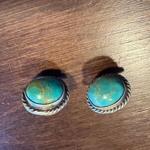 Genuine Turquoise and Sterling Studs
